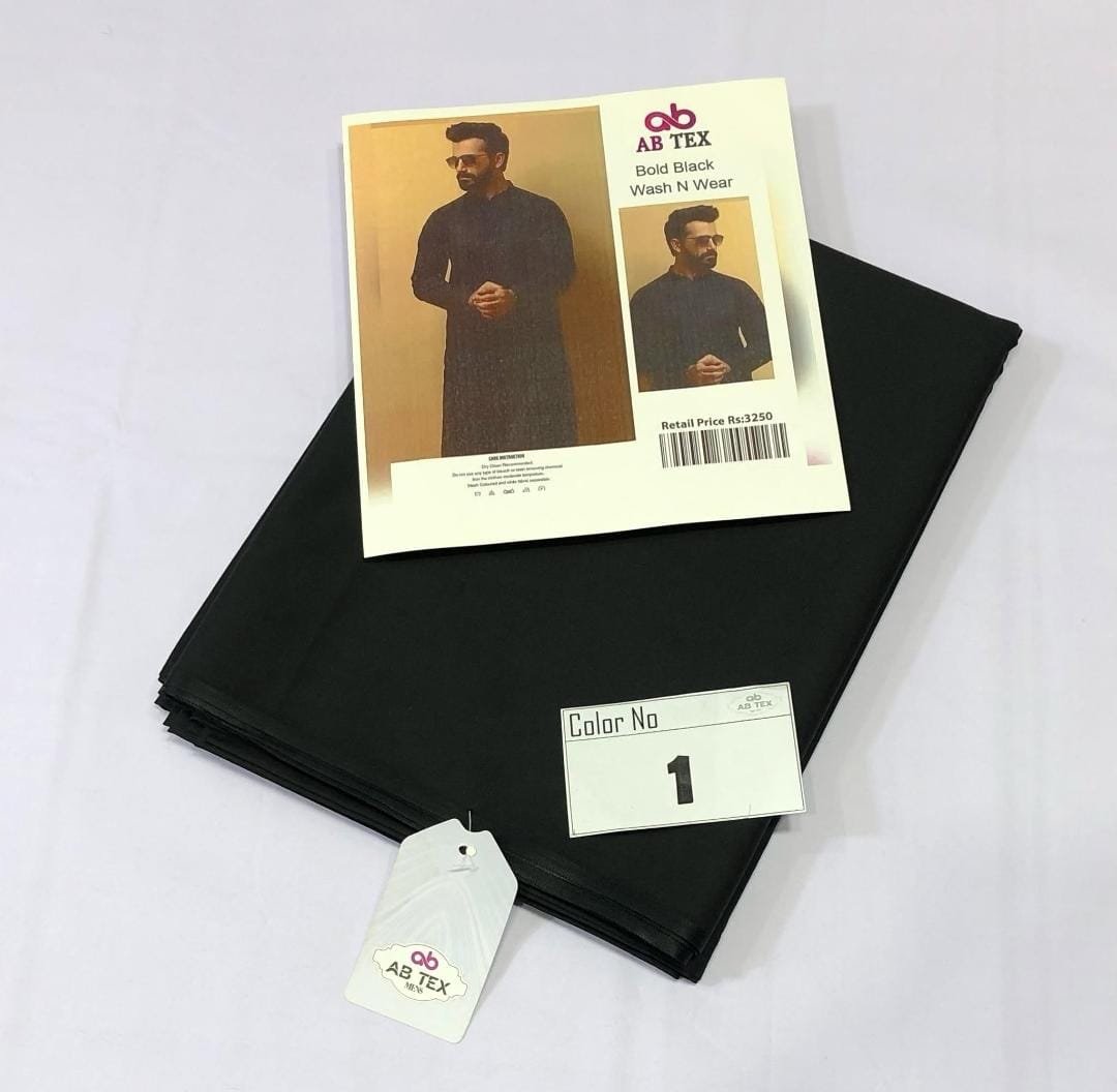 Bold Black Wash n Wear Fabric | Stylish Unstitched Suit for Mens - Image 2