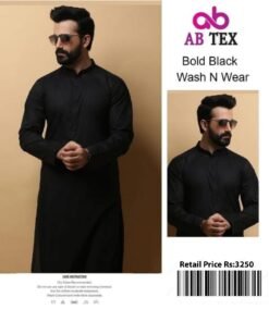 Bold Black Wash n Wear Fabric | Stylish Unstitched Suit for Mens