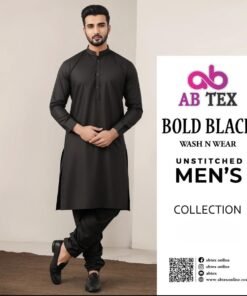 Bold Black Wash n Wear Fabric | Stylish Unstitched Suit for Mens