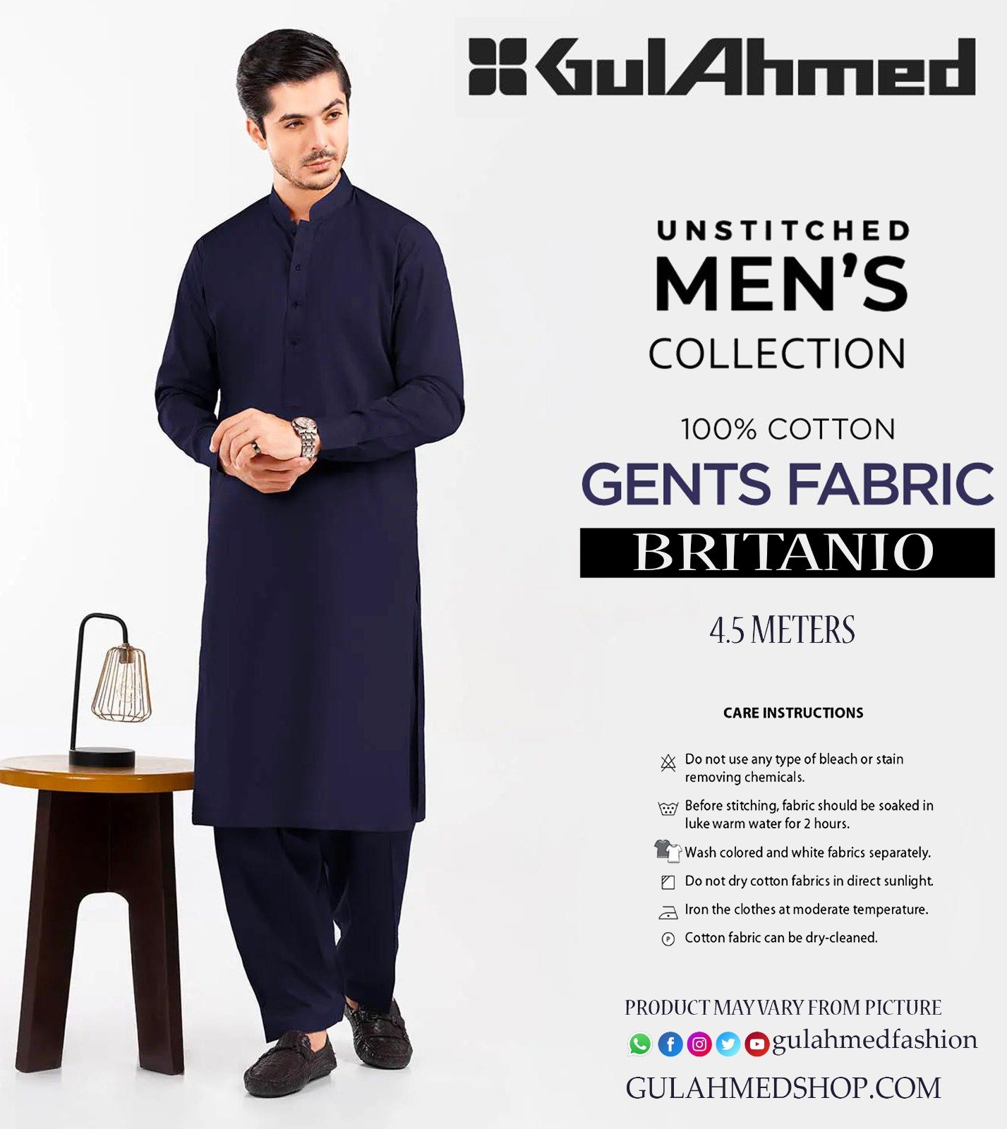 Gul Ahmed Giza Britanio Soft Premium Cotton Men Fabric