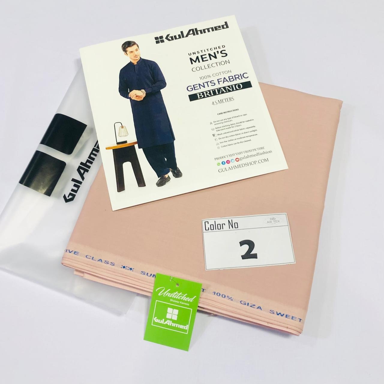 Gul Ahmed Giza Britanio Soft Premium Cotton Men Fabric - Image 3