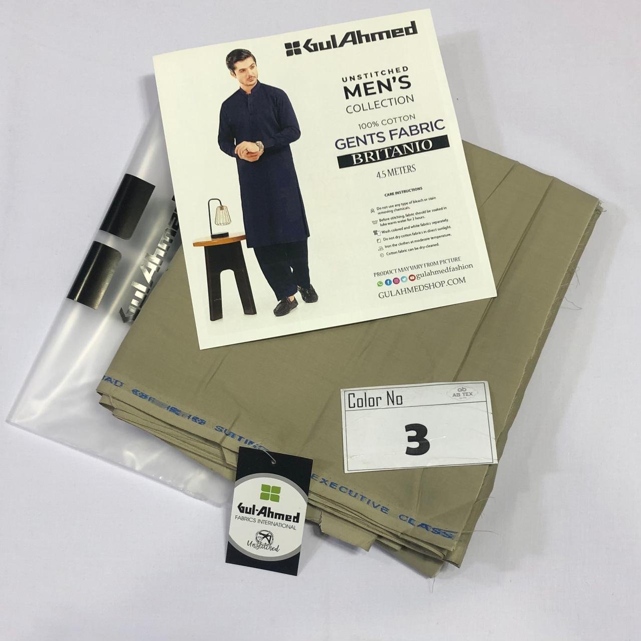 Gul Ahmed Giza Britanio Soft Premium Cotton Men Fabric - Image 4