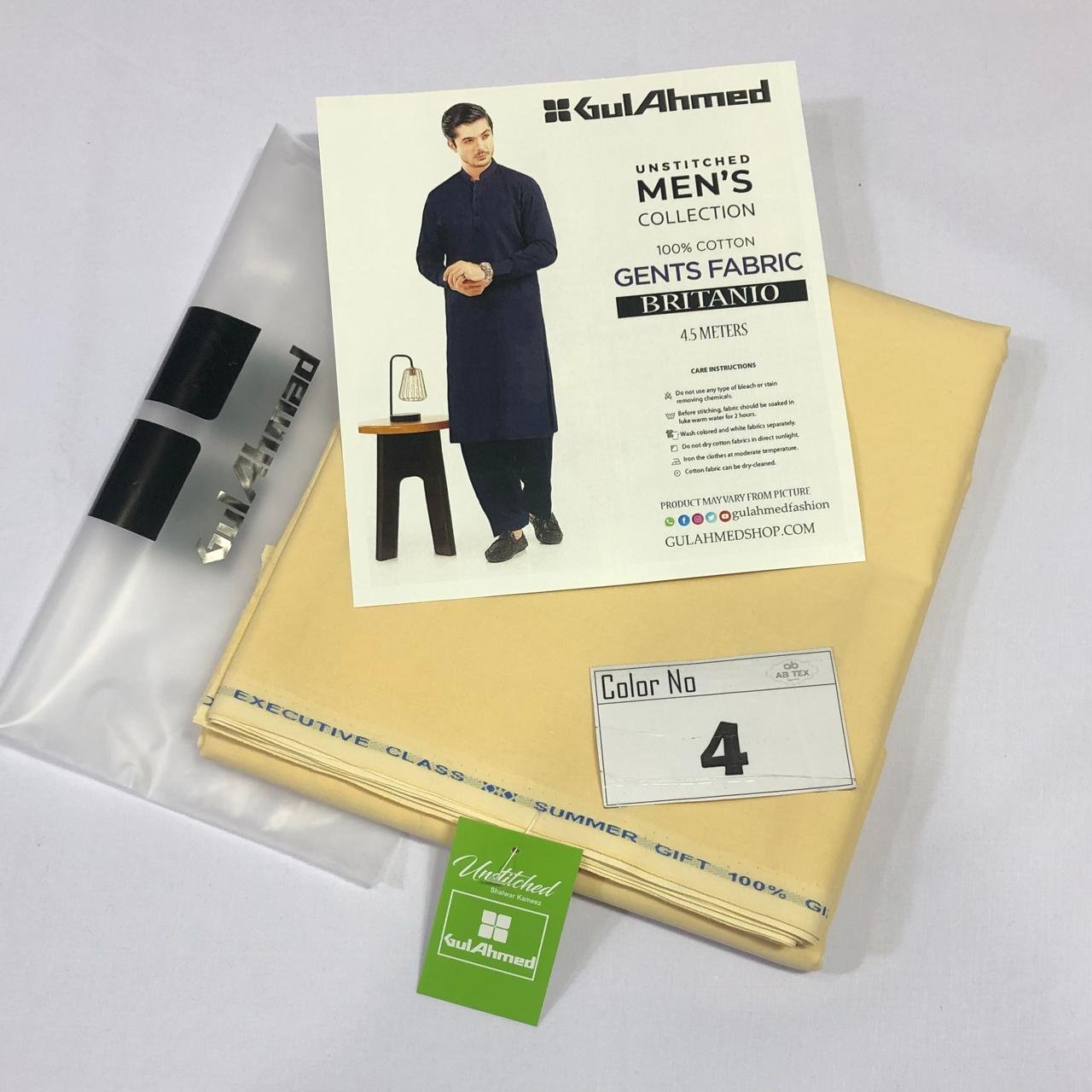 Gul Ahmed Giza Britanio Soft Premium Cotton Men Fabric - Image 5