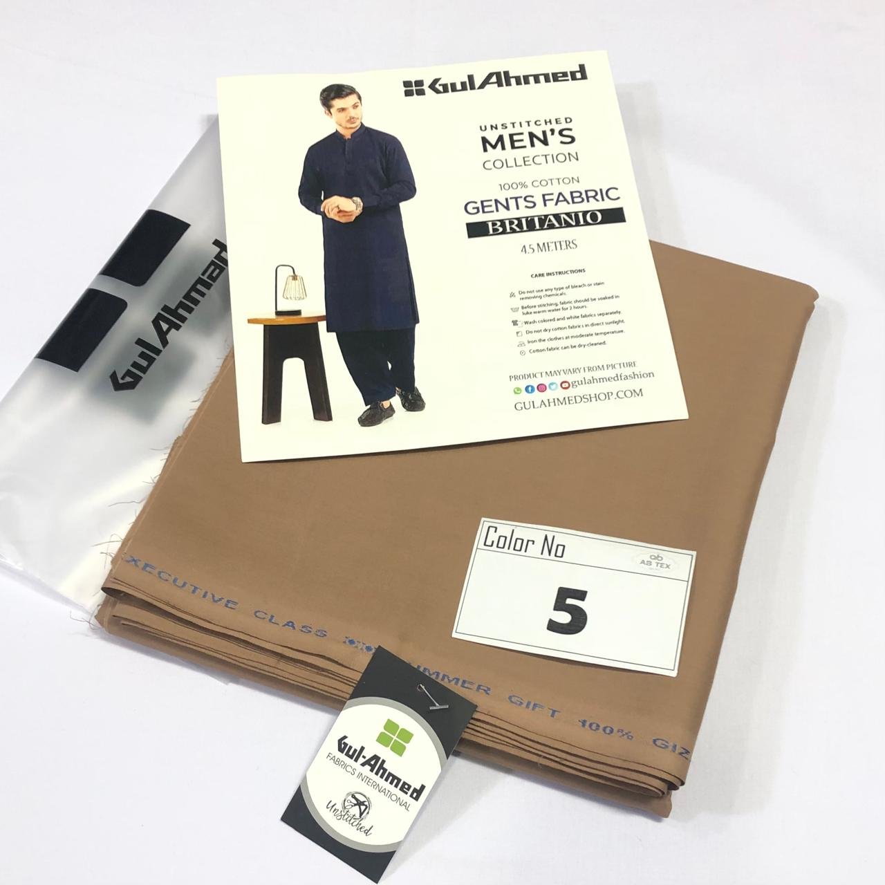 Gul Ahmed Giza Britanio Soft Premium Cotton Men Fabric - Image 6