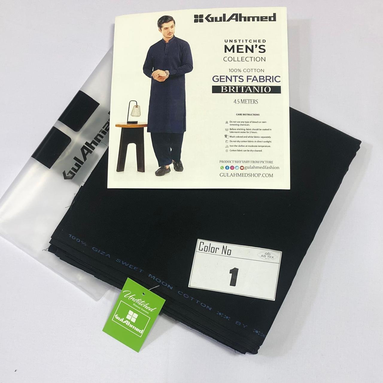 Gul Ahmed Giza Britanio Soft Premium Cotton Men Fabric - Image 2