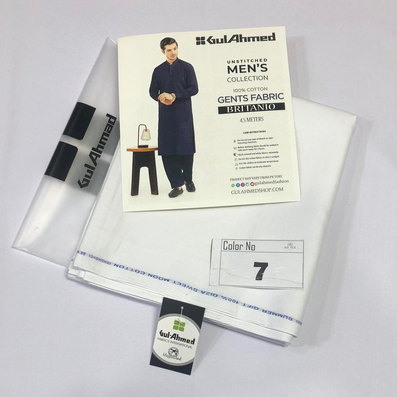 Gul Ahmed Giza Britanio Soft Premium Cotton Men Fabric - Image 8