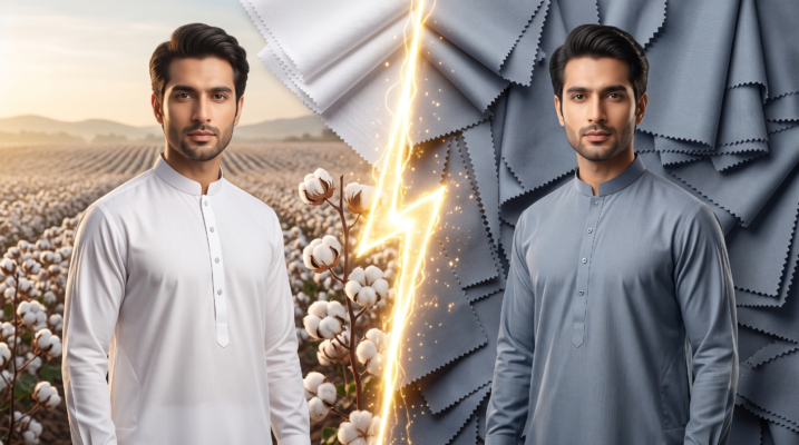 cotton vs wash and wear, wash and wear vs cotton Pakistan, best fabric for men Pakistan, cotton fabric benefits, wash and wear fabric benefits, cotton vs polyester fabric, breathable fabric for summer, men clothing fabric guide, shalwar kameez fabric Pakistan, summer fabric Pakistan, formal fabric for men, wash and wear suits, cotton suits Pakistan, fabric comparison guide, best cloth for hot weather, men fashion Pakistan fabric, unstitched fabric Pakistan, premium wash and wear, cotton vs blended fabric