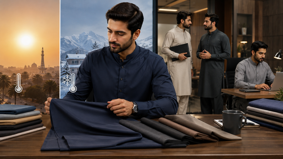 wrinkle resistant fabric for men's office shalwar kameez